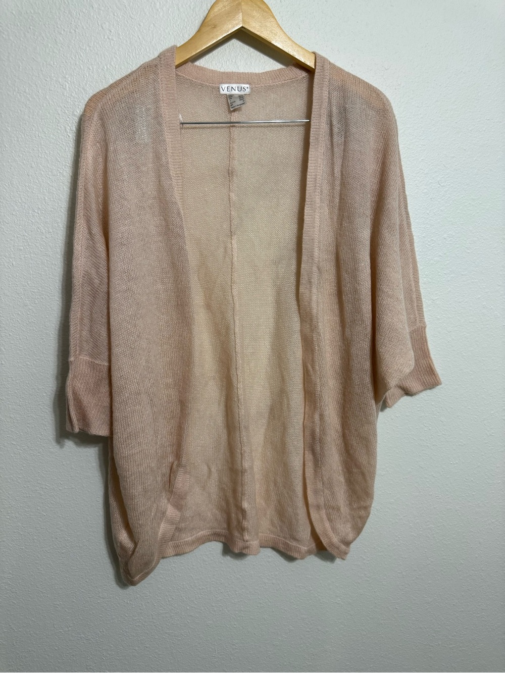 VENUS Blush Pink Open Front Cardigan – Size Medium